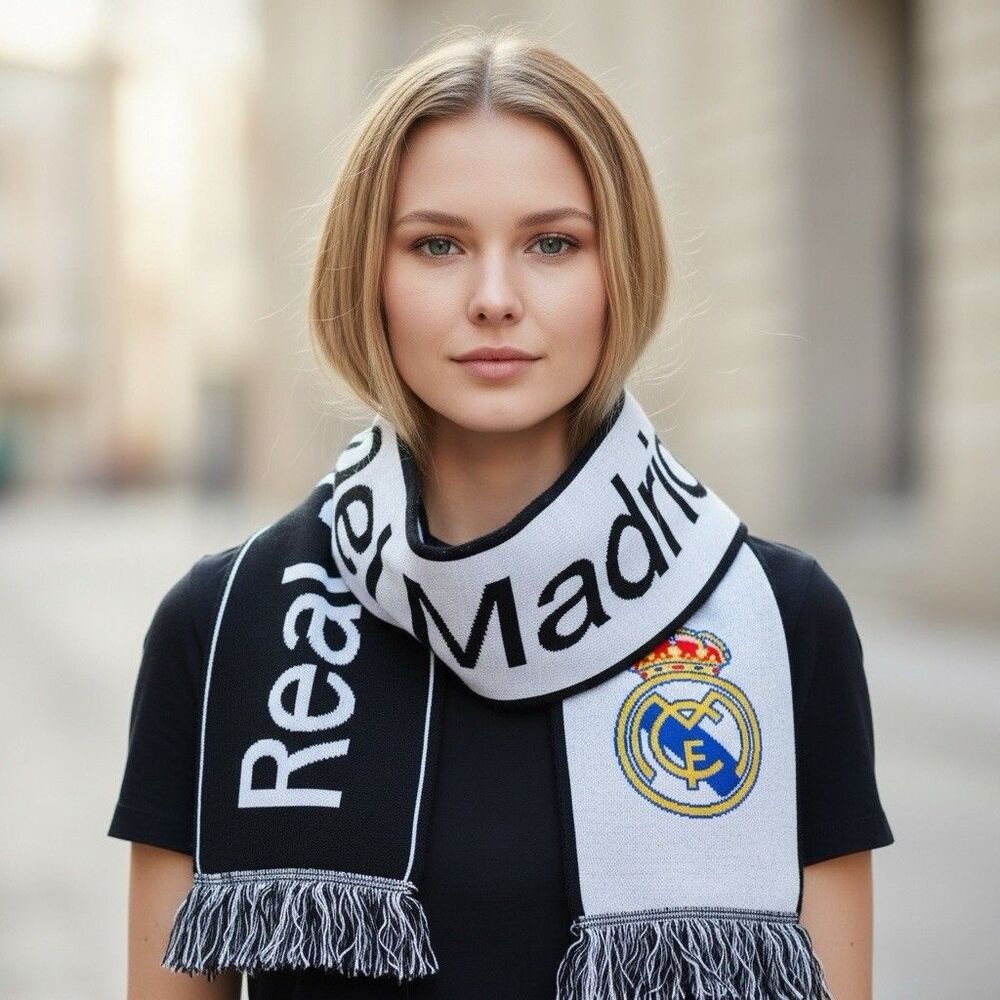 real madrid c.f scarf  madridista soccer futbol 54 inch euc